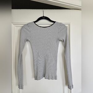 Black and White Striped Long Sleeve Top